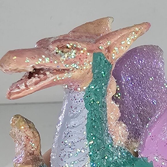 Vintage Silvestri Mythical Glitter Dragon Ornament Paper Mache - Picture 7 of 8